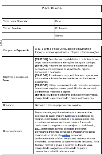 Plano de aula Varal sensorial